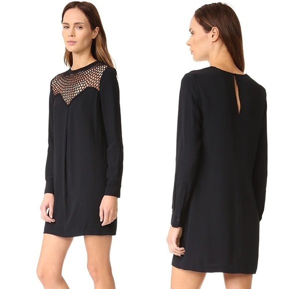 ALC💕 Black Tate Embroidered Long Sleeve Net Dress - Picture 3 of 10